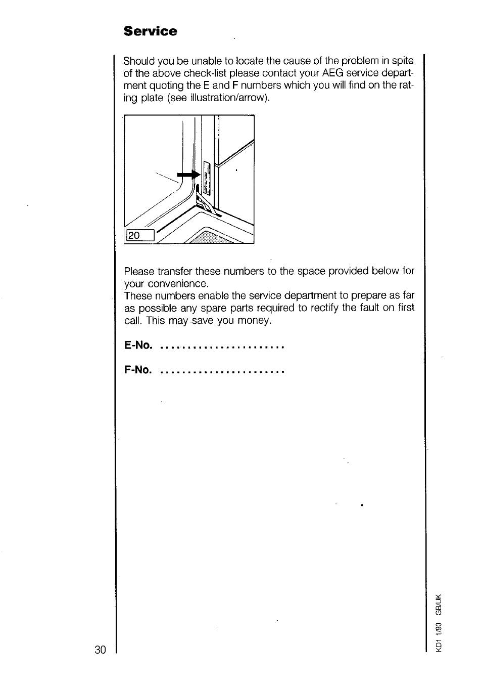 Service | AEG 520B User Manual | Page 30 / 31