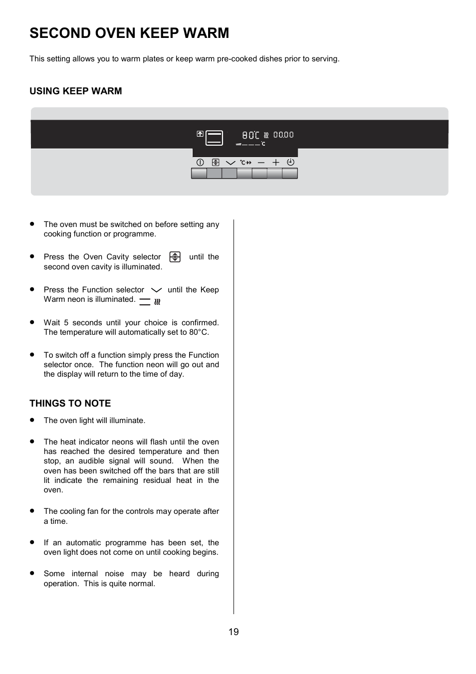 Second oven keep warm | AEG COMPETENCE D8800-4 User Manual | Page 19 / 52