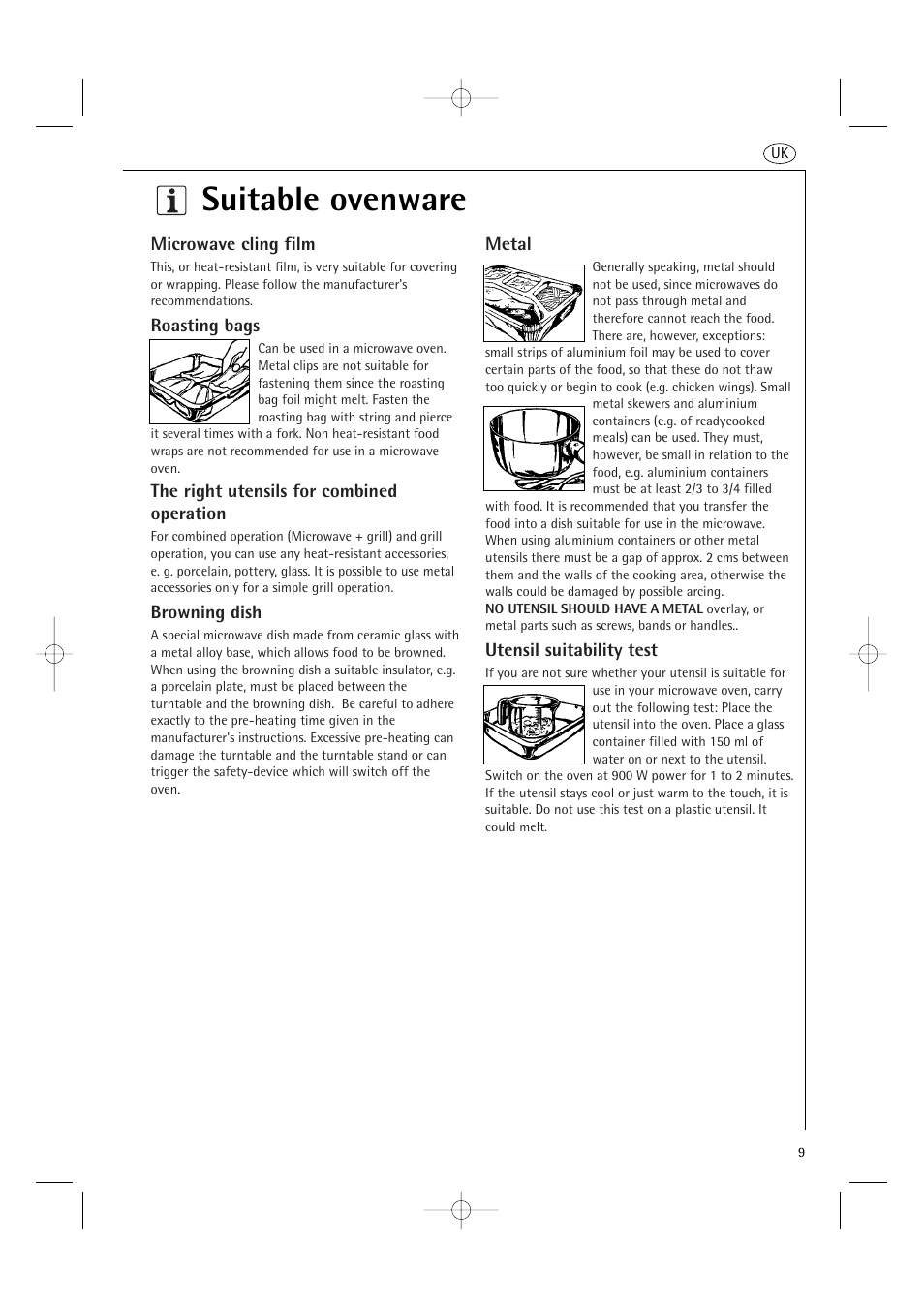 Suitable ovenware | AEG MCD2661E User Manual | Page 11 / 53