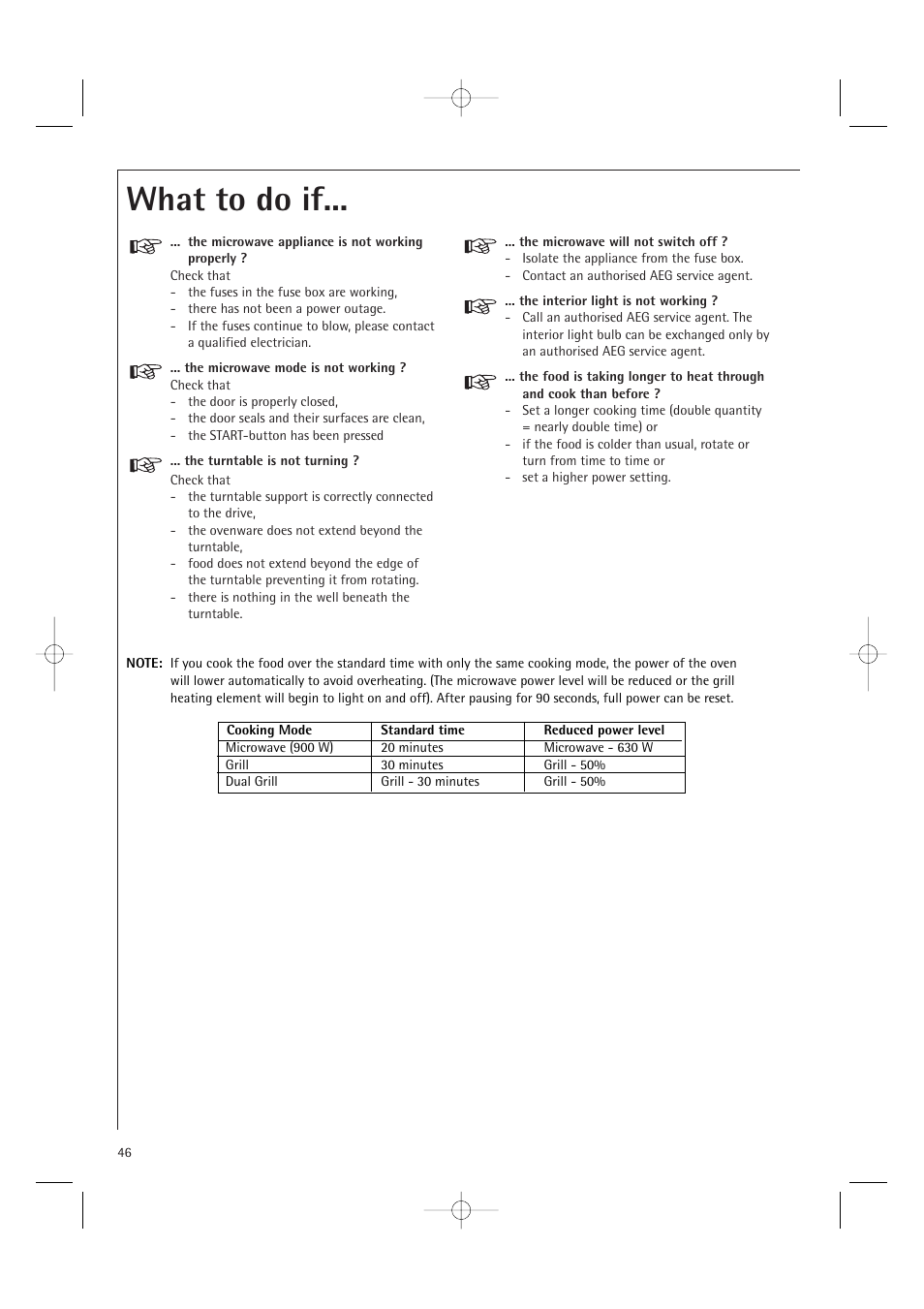 What to do if | AEG MCD2661E User Manual | Page 48 / 53