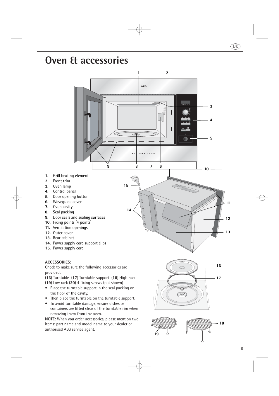 Oven & accessories | AEG MCD2661E User Manual | Page 7 / 53