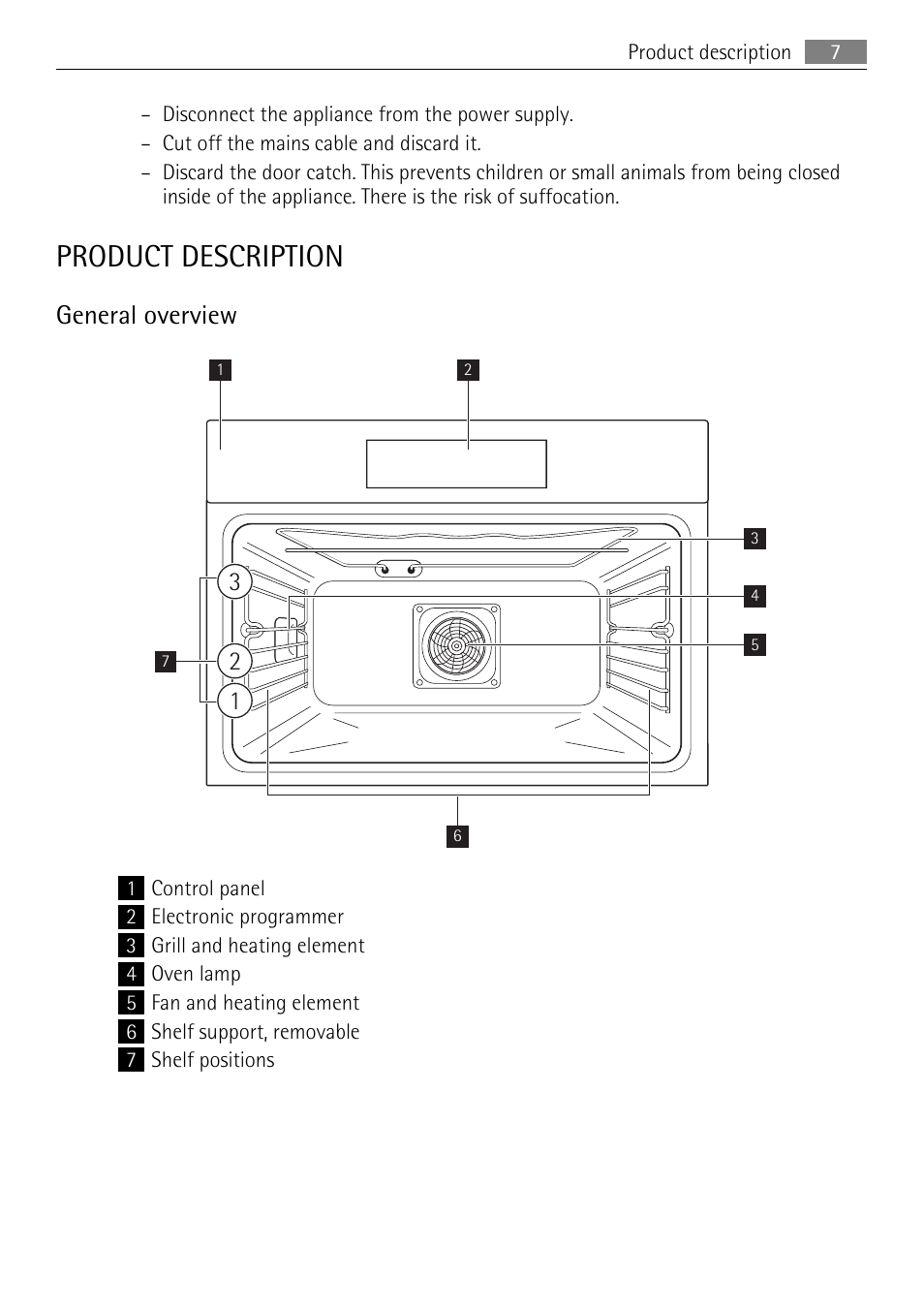 Product description, General overview | AEG KB7100000 User Manual | Page 7 / 40