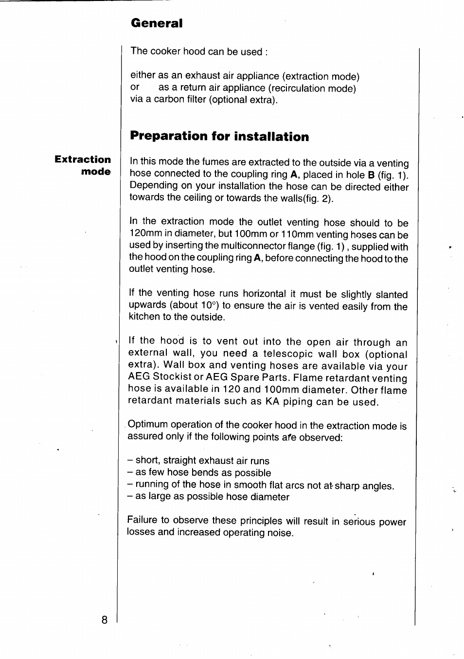 General, Preparation for installation | AEG 302D User Manual | Page 8 / 19