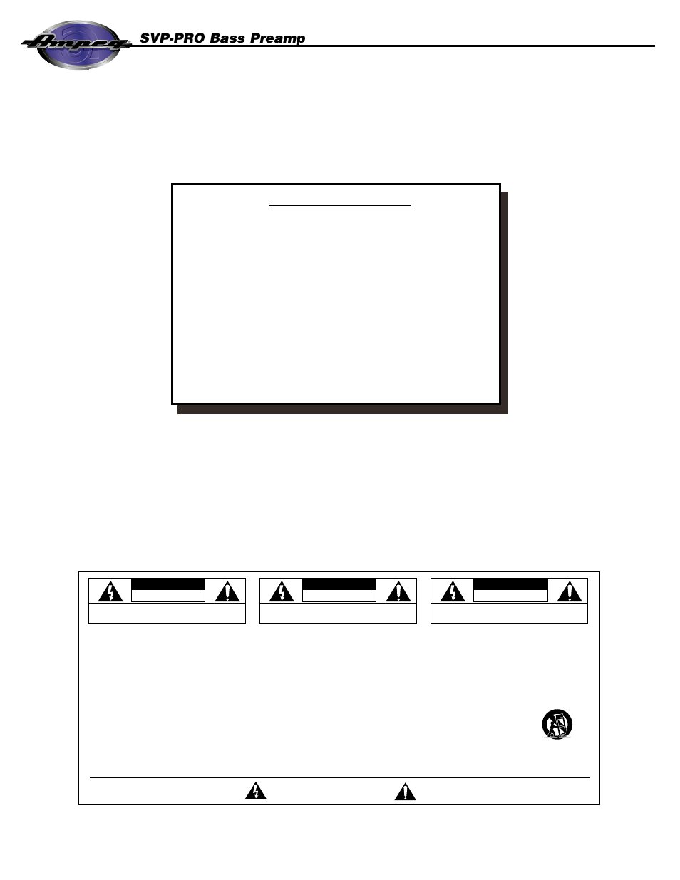 2table of contents, Svp-pro bass preamp | Ampeg SVP-PRO User Manual | Page 2 / 8