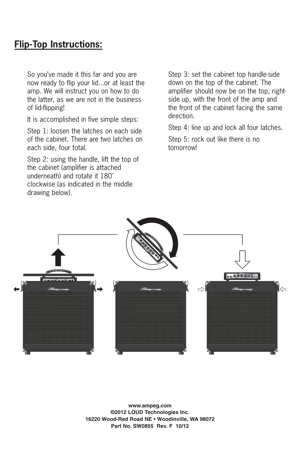 Flip-top instructions | Ampeg PF-350 User Manual | Page 19 / 20