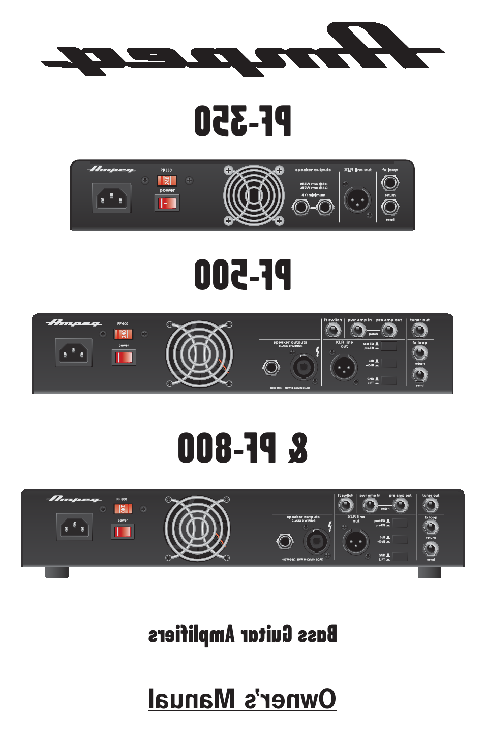 Owner’s manual, Bass guit ar amplifiers | Ampeg PF-350 User Manual | Page 20 / 20