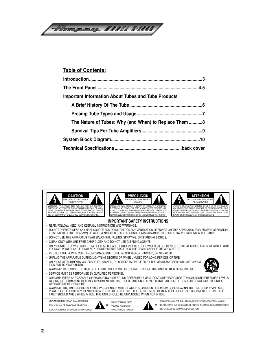 Ampeg ROCKET BASS B-200R User Manual | Page 2 / 12