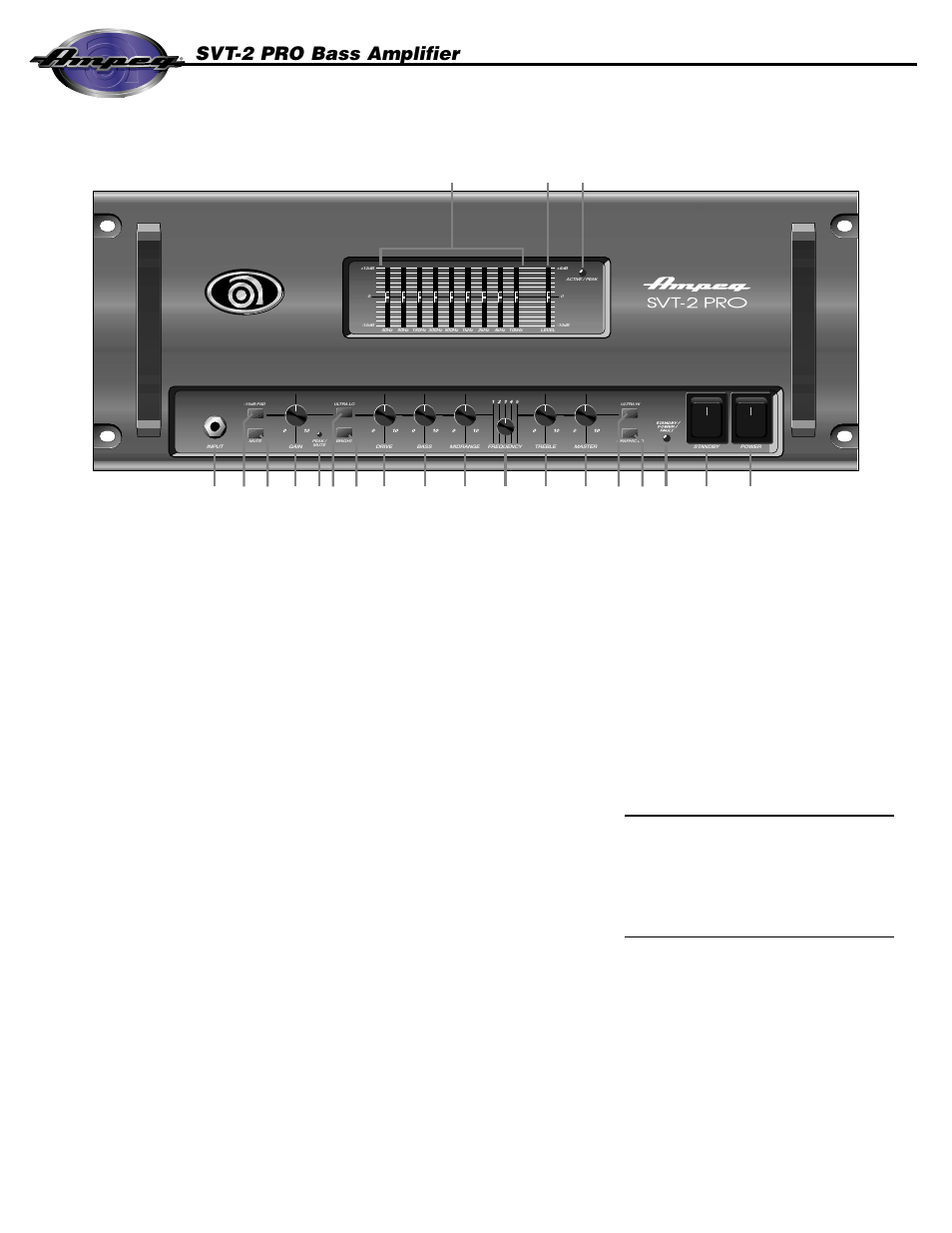 The front panel controls and their use, 4svt-2 pro bass amplifier | Ampeg SVT-2 User Manual | Page 4 / 8