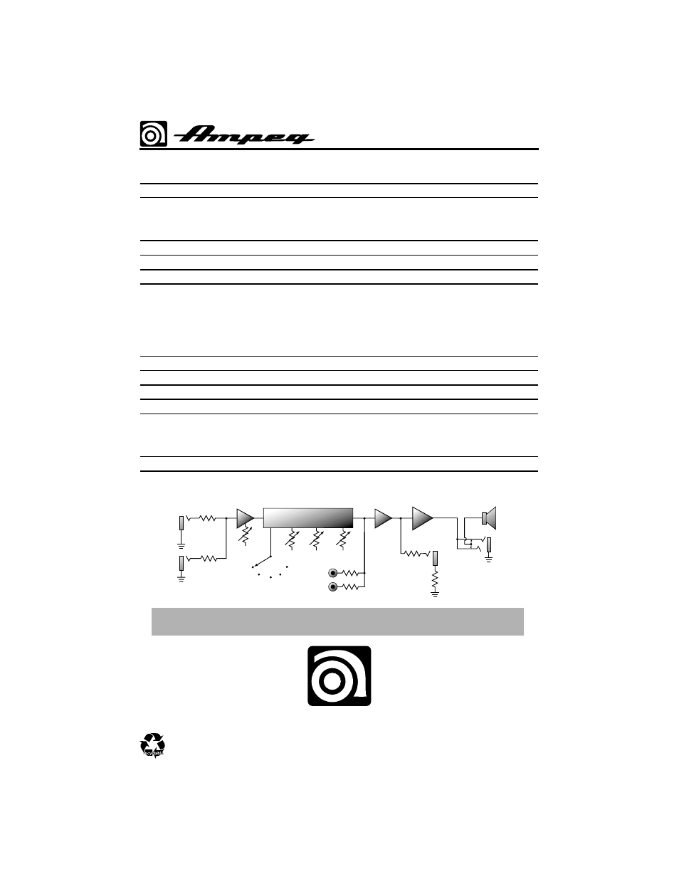 Ba-112 bass amplifier, Technical specifications, System block diagram | Ampeg BA-112 User Manual | Page 4 / 4