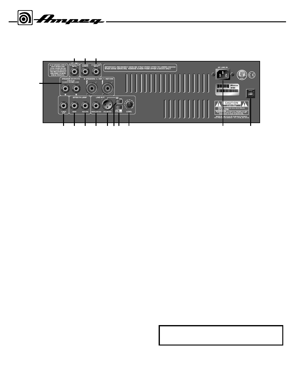 The rear panel, Svt1000 bass amplifier | Ampeg SVT1000 User Manual | Page 5 / 8