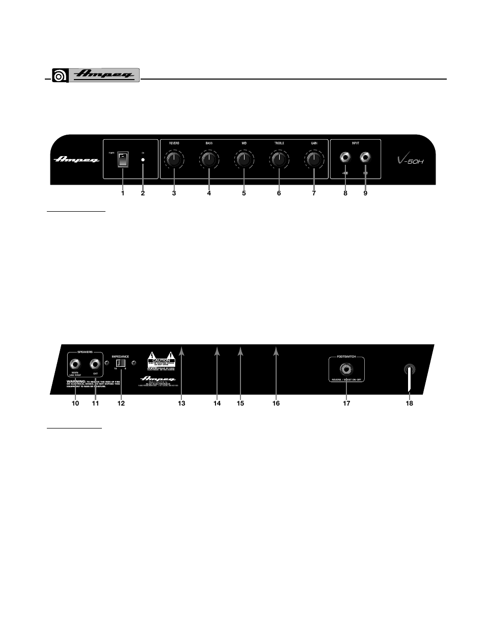 V-50h guitar amplifier | Ampeg V-50H User Manual | Page 2 / 4