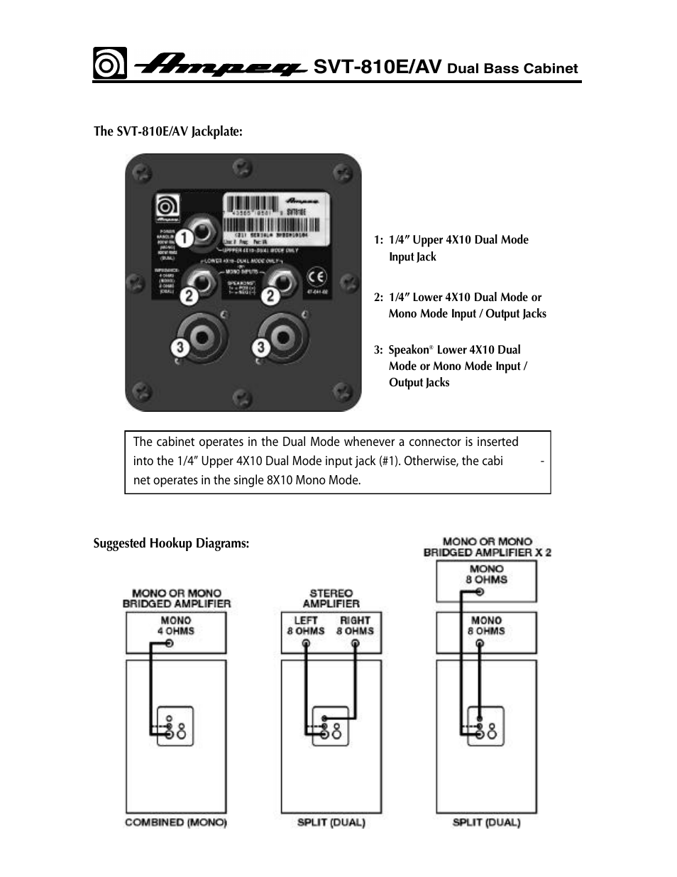 Svt-810e/av | Ampeg SVT810E/AV User Manual | Page 3 / 4