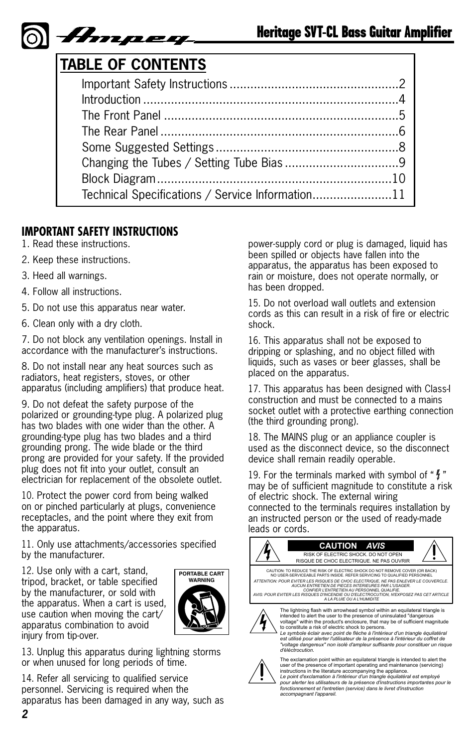 Ampeg HERITAGE SVT-CL User Manual | Page 2 / 12