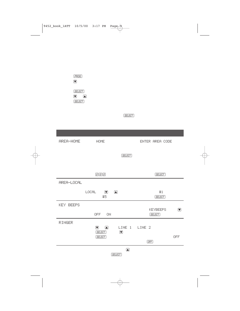 Feature setup, Telephone feature setup, Telephone features | AT&T 9452 User Manual | Page 11 / 36