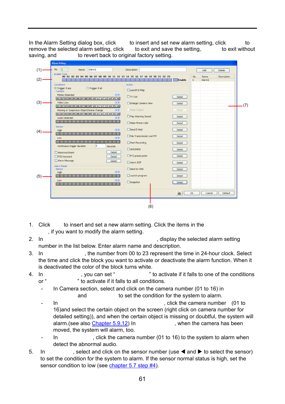 9 alarm setting, Alarm setting | AVerMedia Technologies NV 6000 EXP User Manual | Page 70 / 120