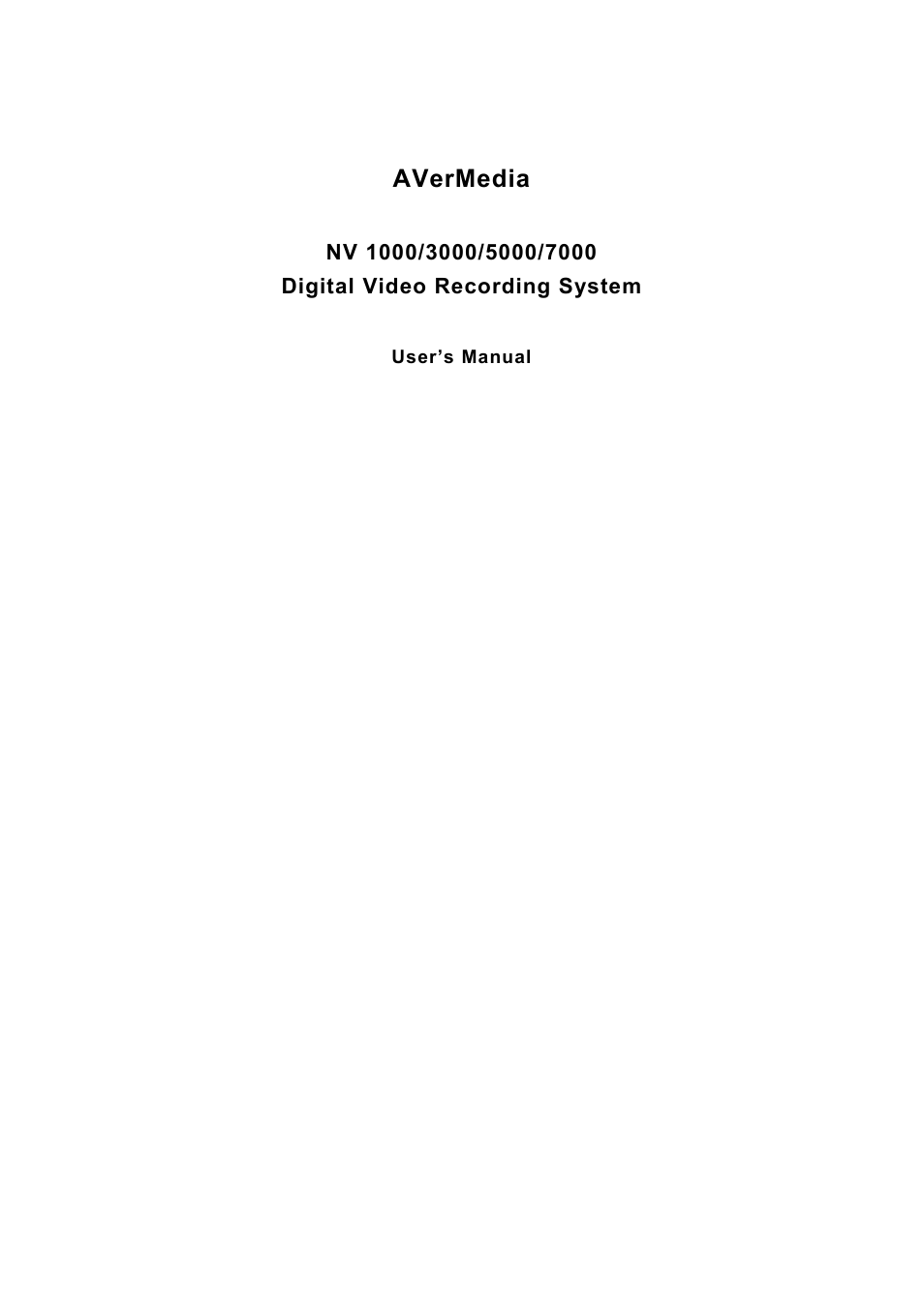 AVerMedia Technologies NV 5000 User Manual | 169 pages