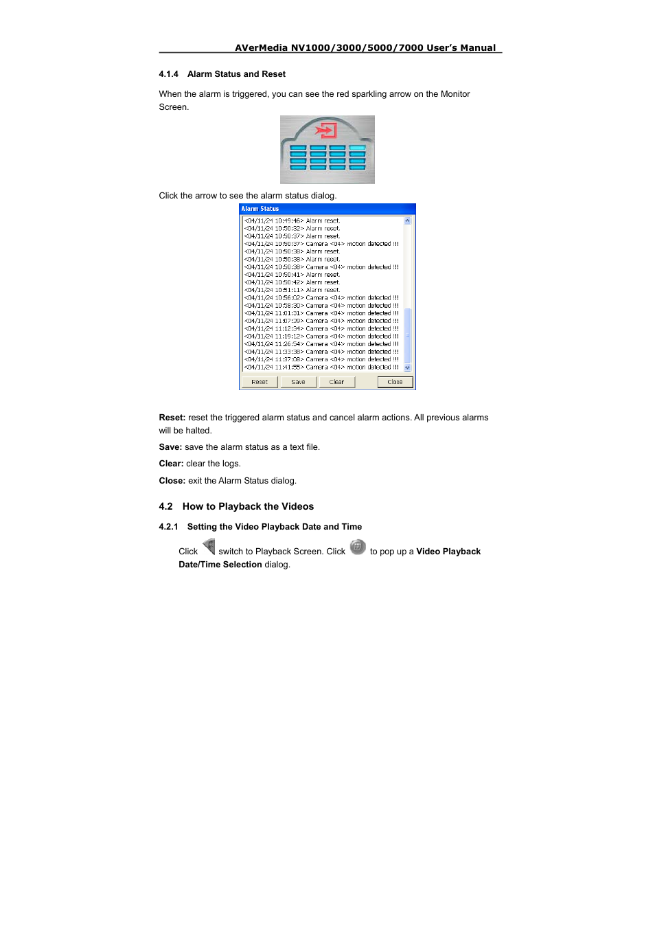 4 alarm status and reset | AVerMedia Technologies NV 5000 User Manual | Page 110 / 169