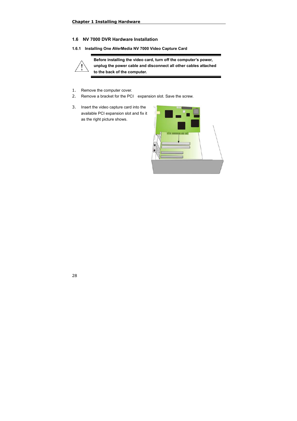 6 nv 7000 dvr hardware installation | AVerMedia Technologies NV 5000 User Manual | Page 28 / 169