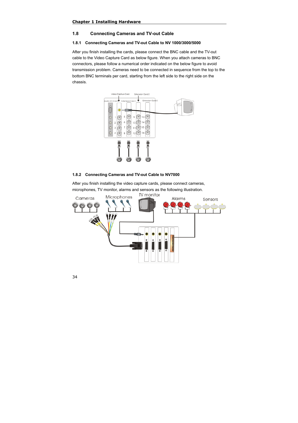 Connecting cameras and tv-out cable, 2 connecting cameras and tv-out cable to nv7000 | AVerMedia Technologies NV 5000 User Manual | Page 33 / 169