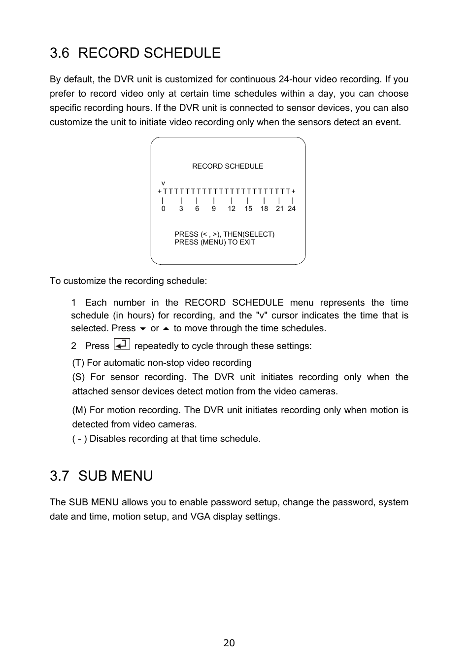 6 record schedule, 7 sub menu | AVerMedia Technologies EB1004 User Manual | Page 23 / 40