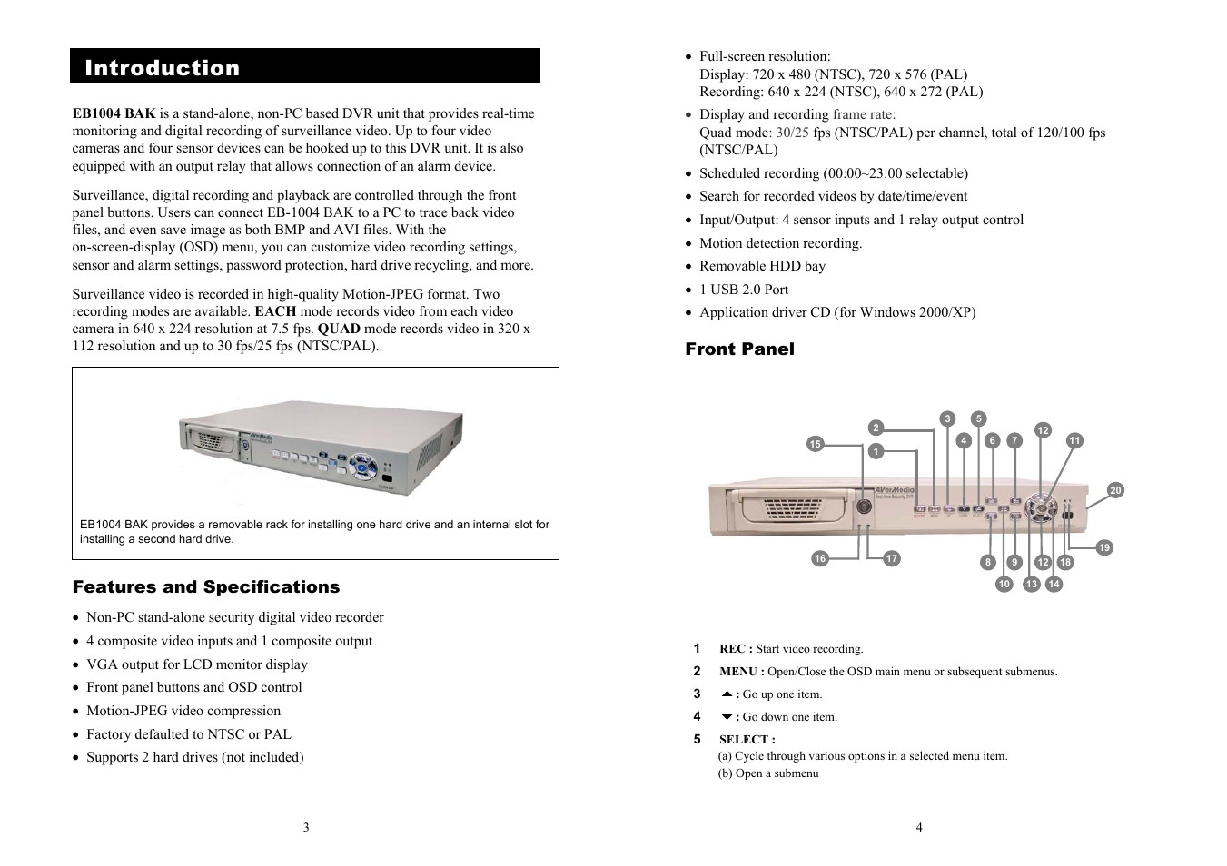 Introduction | AVerMedia Technologies EB1004 BAK User Manual | Page 4 / 17