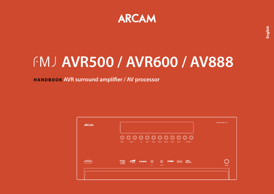 Arcam surround	amplifier/AVprocessor AVR500	/	AVR600	/	AV888 User Manual | 74 pages