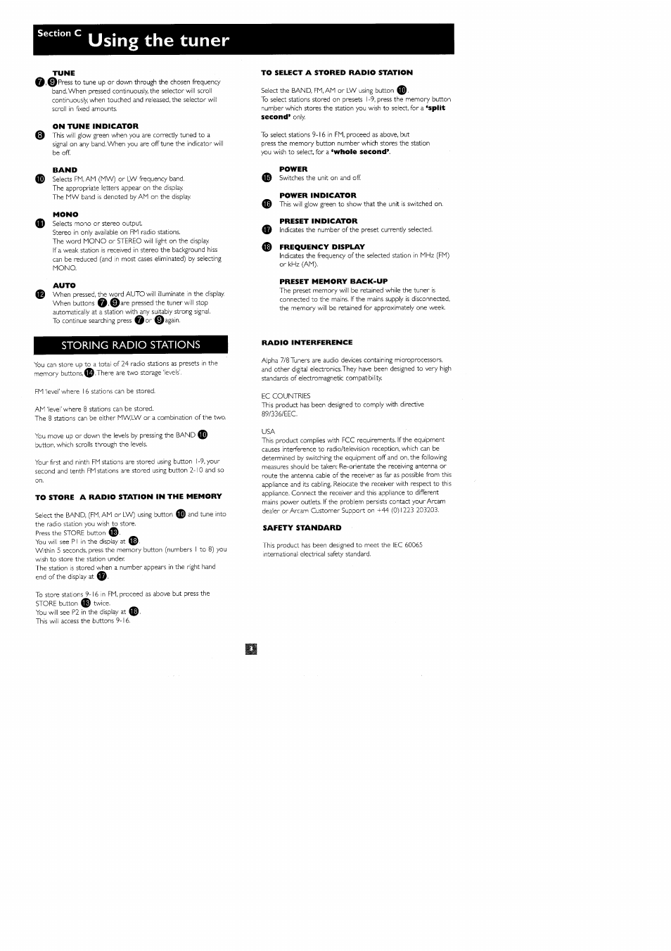 Using the tuner, Storing radio stations | Arcam Alpha 7-8 User Manual | Page 4 / 8