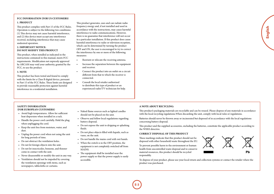 English | Arcam AVR	surround	amplifier AVR400 User Manual | Page 5 / 68