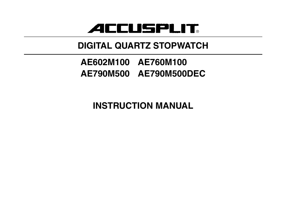 Accusplit AE760M100 User Manual | 20 pages