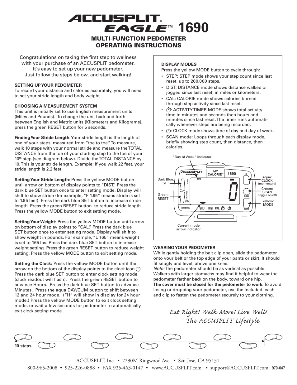 Accusplit 1690 User Manual | 2 pages