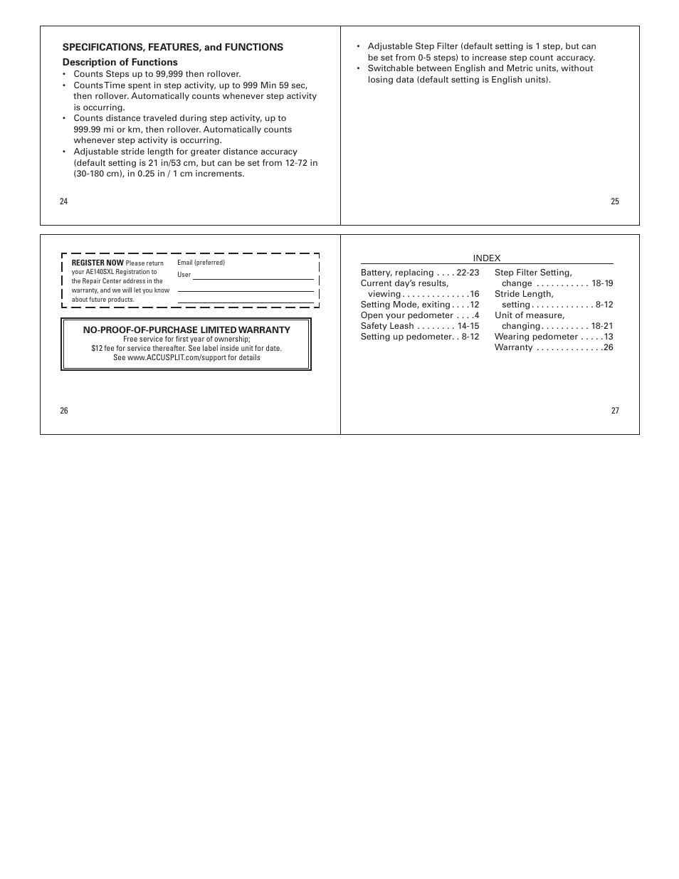 Accusplit AE140SXL User Manual | Page 4 / 4