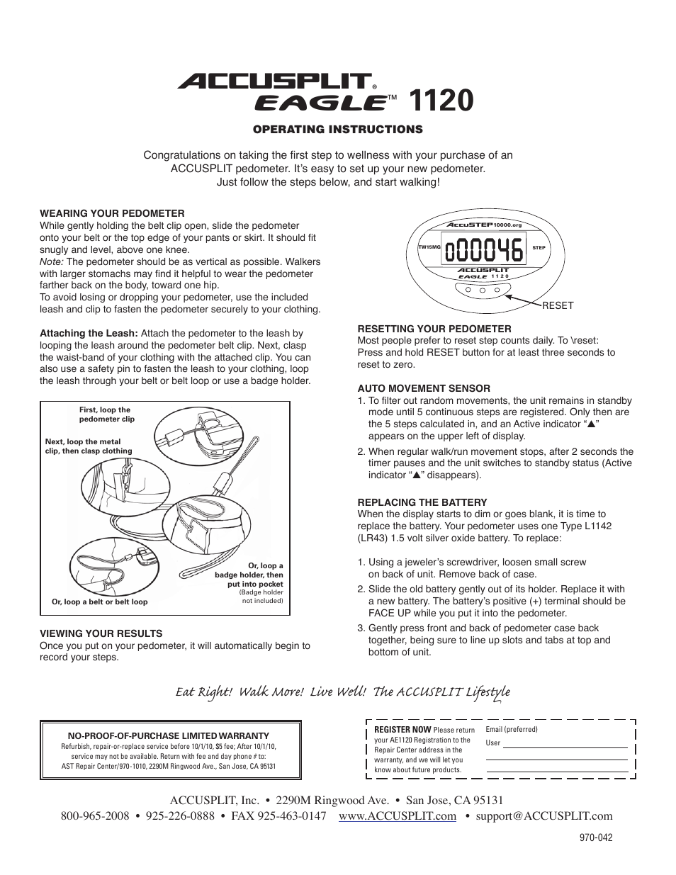 Accusplit EAGLE 1120 User Manual | 1 page