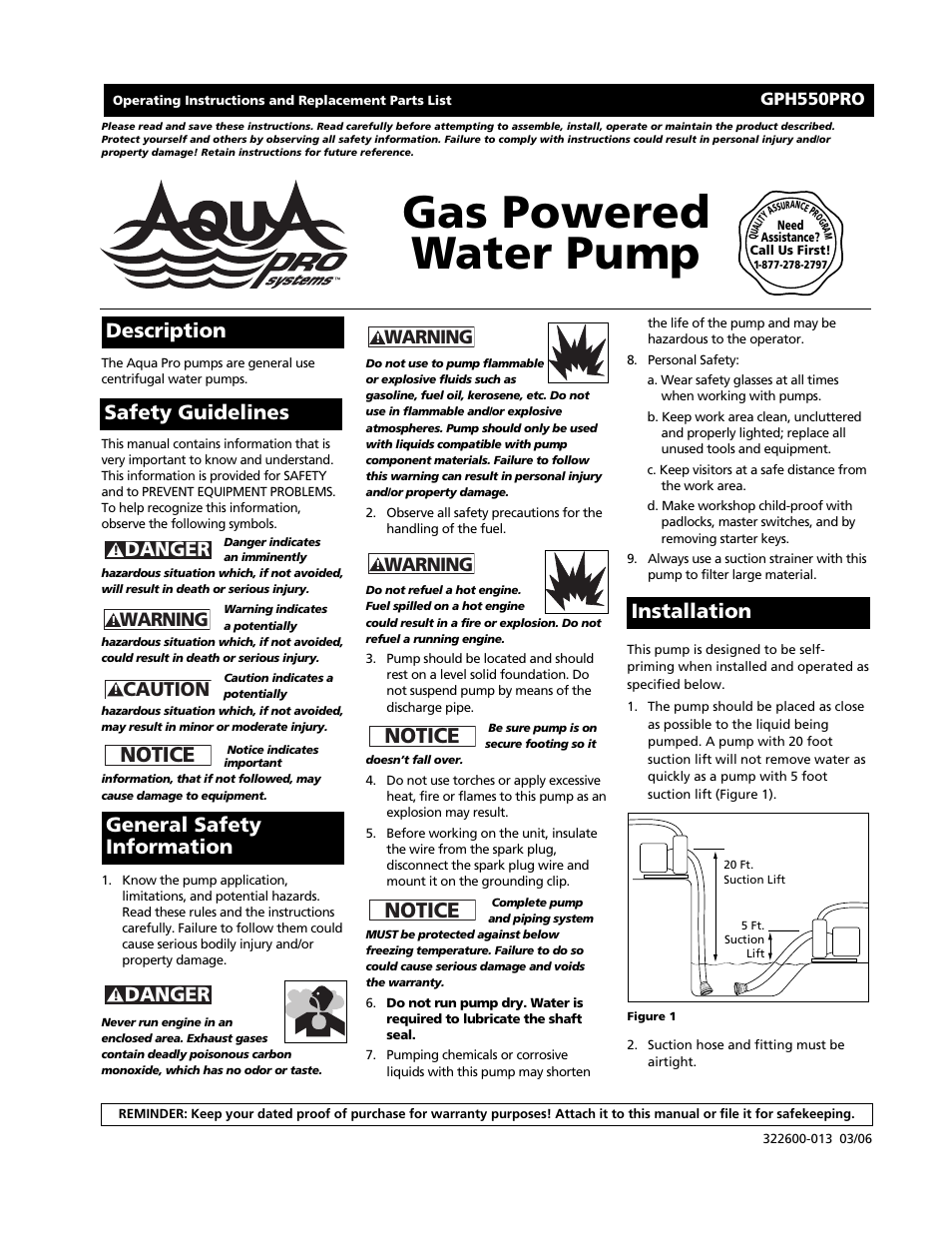 AquaPRO GPH550PRO User Manual | 12 pages