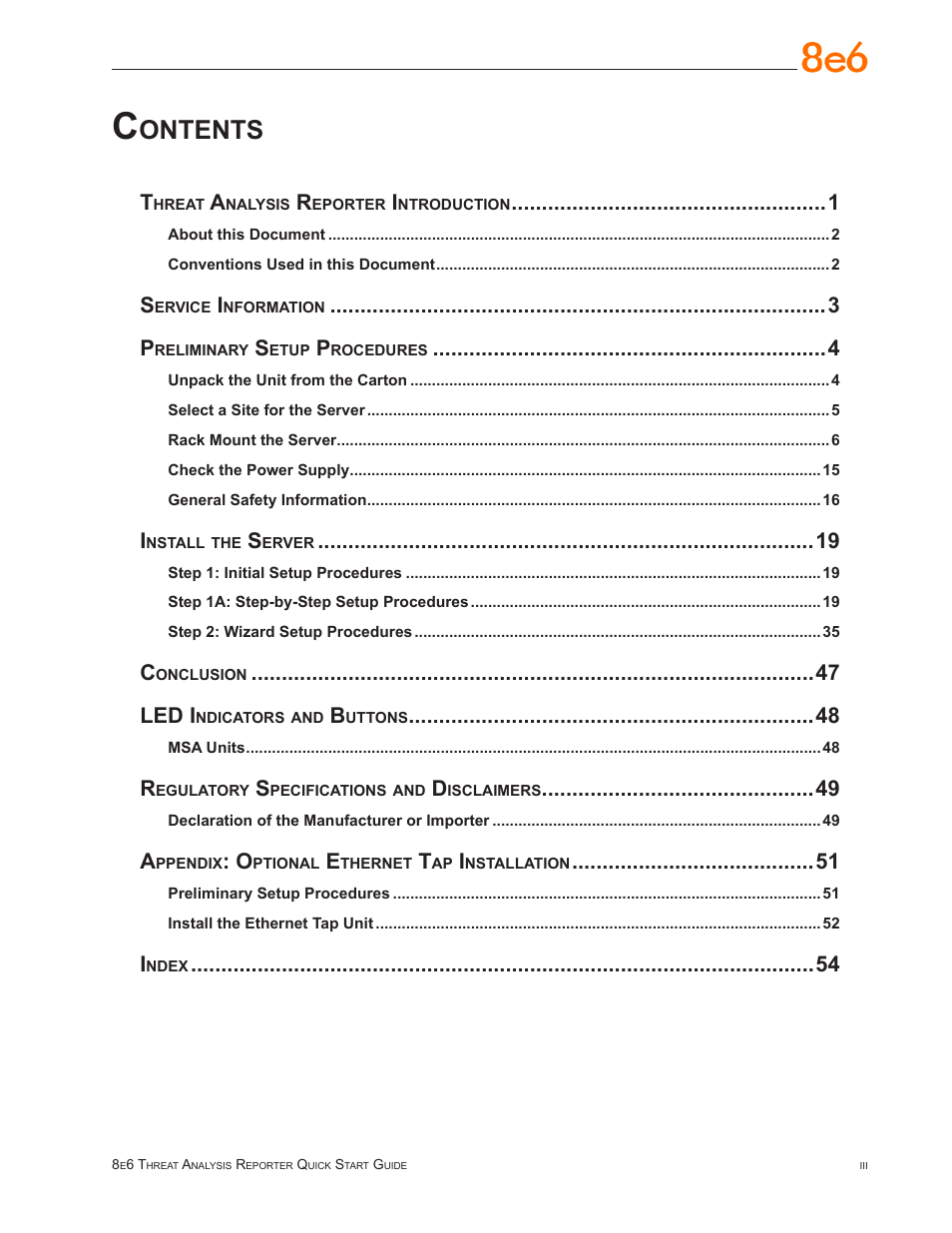 8e6 Technologies TAR MSA-004-004 User Manual | Page 3 / 59