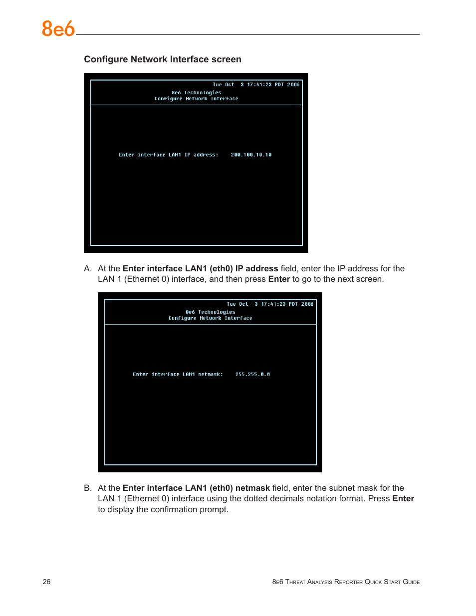 Configure network interface screen | 8e6 Technologies TAR MSA-004-004 User Manual | Page 30 / 59