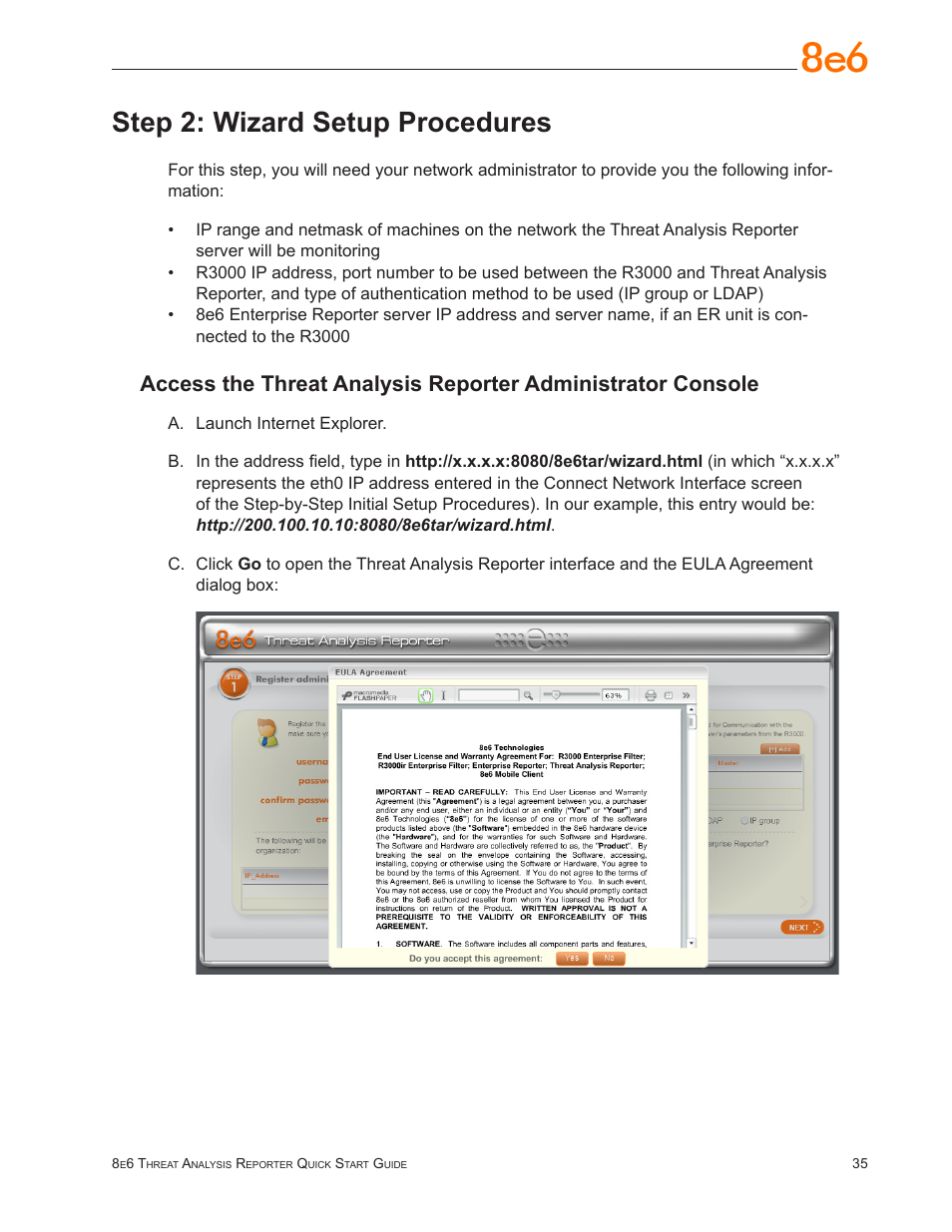 Step 2: wizard setup procedures | 8e6 Technologies TAR MSA-004-004 User Manual | Page 39 / 59