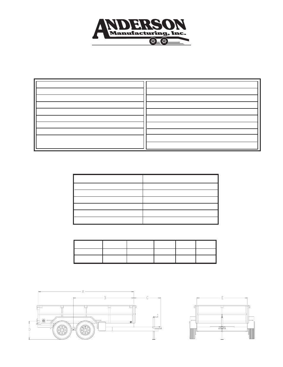 Anderson Manufacturing Dump Series D5TLP User Manual | 1 page