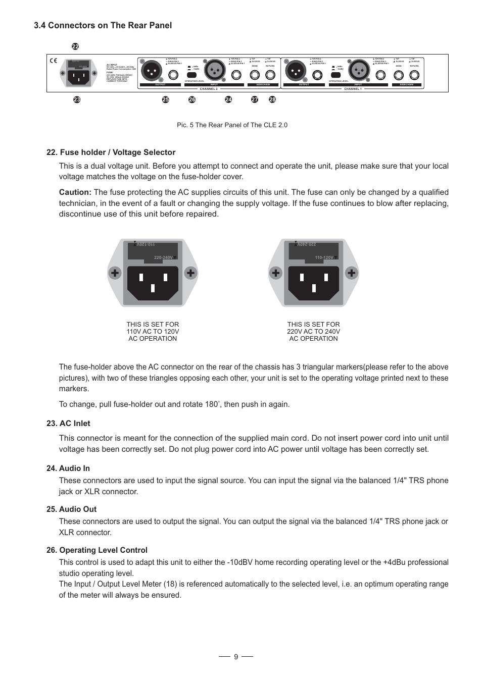 4 connectors on the rear panel, Pic. 5 the rear panel of the cle 2.0 | Nilfisk-ALTO CLE2.0 User Manual | Page 10 / 19