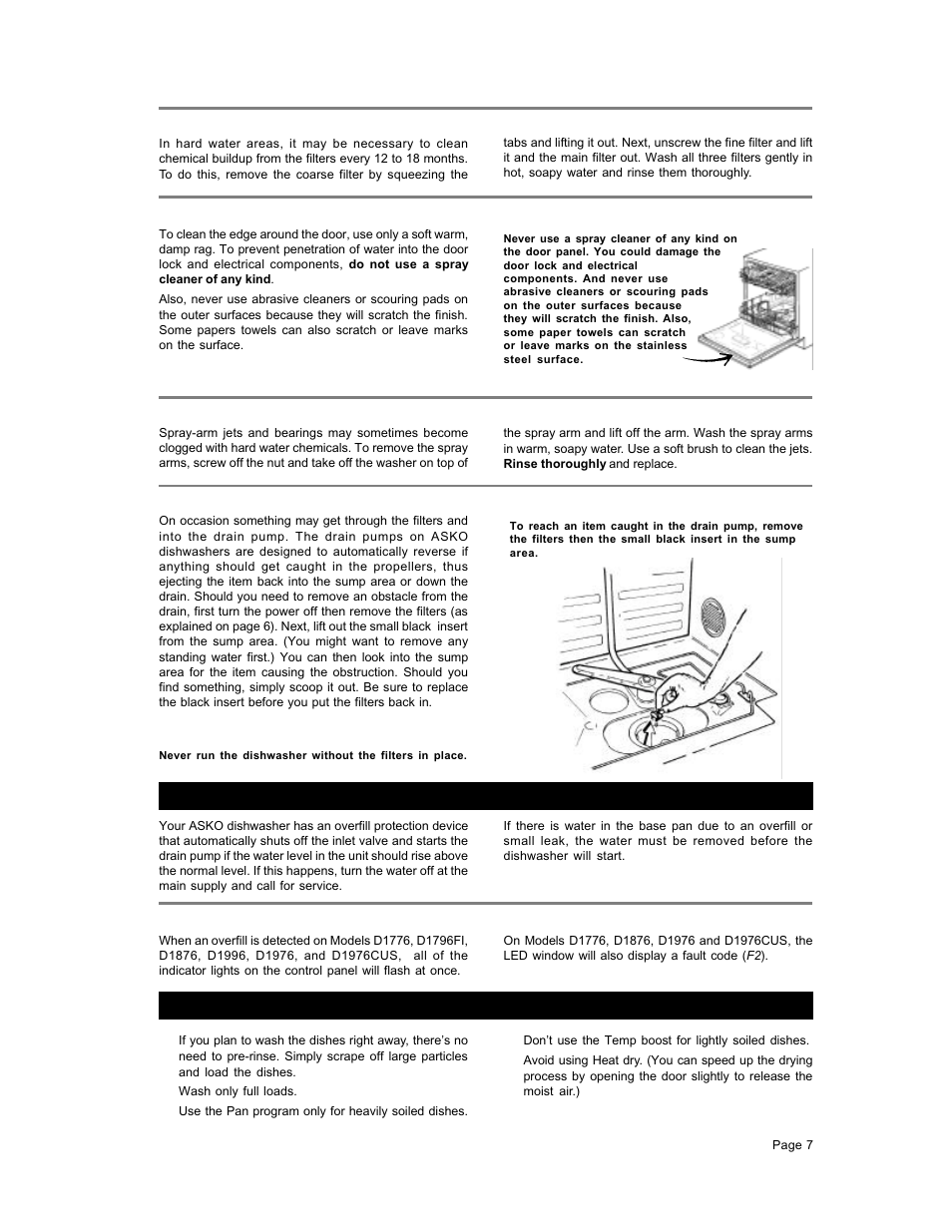 Ooverfill pr verfill pro otection tection, Ener energy sa gy saving ving tips tips | ASKO D1776 User Manual | Page 7 / 12