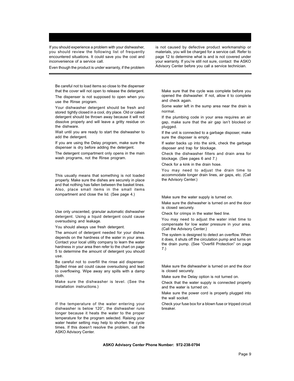 Troubleshooting | ASKO D1776 User Manual | Page 9 / 12