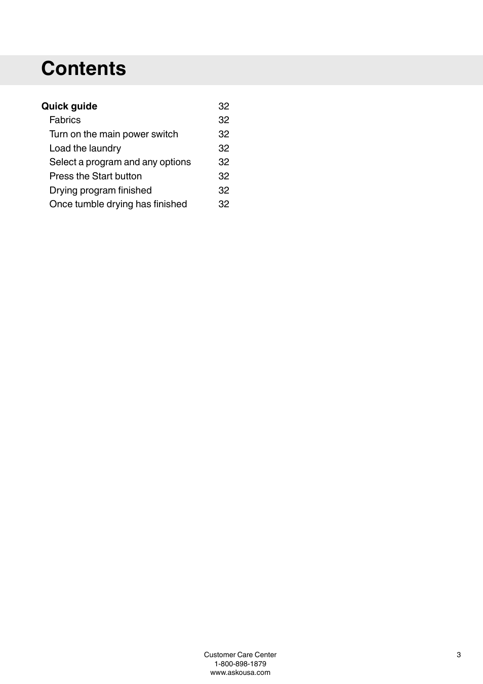 ASKO T793C User Manual | Page 3 / 32