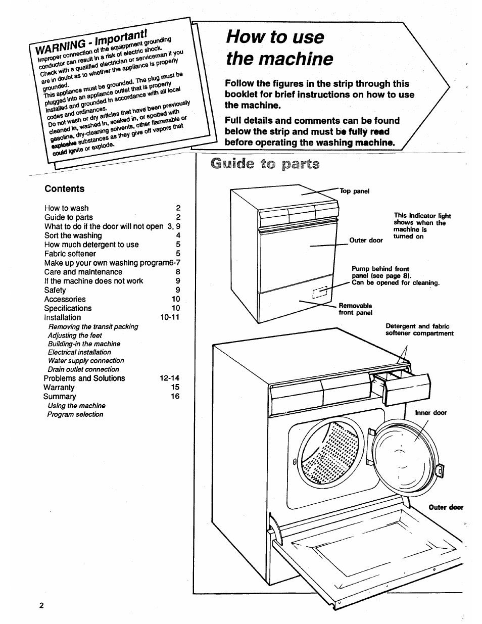 Confr, Warning, Importantf | Enfs | ASKO 12004 User Manual | Page 2 / 16