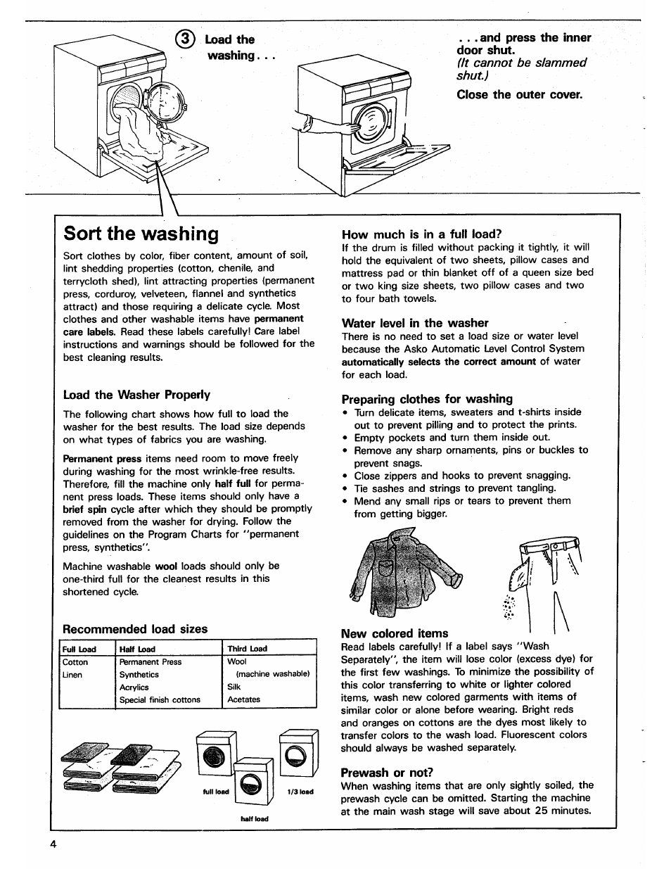 Sort the washing | ASKO 12004 User Manual | Page 4 / 16