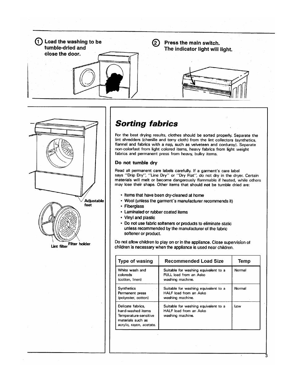Sorting fabrics | ASKO 7304 User Manual | Page 3 / 12