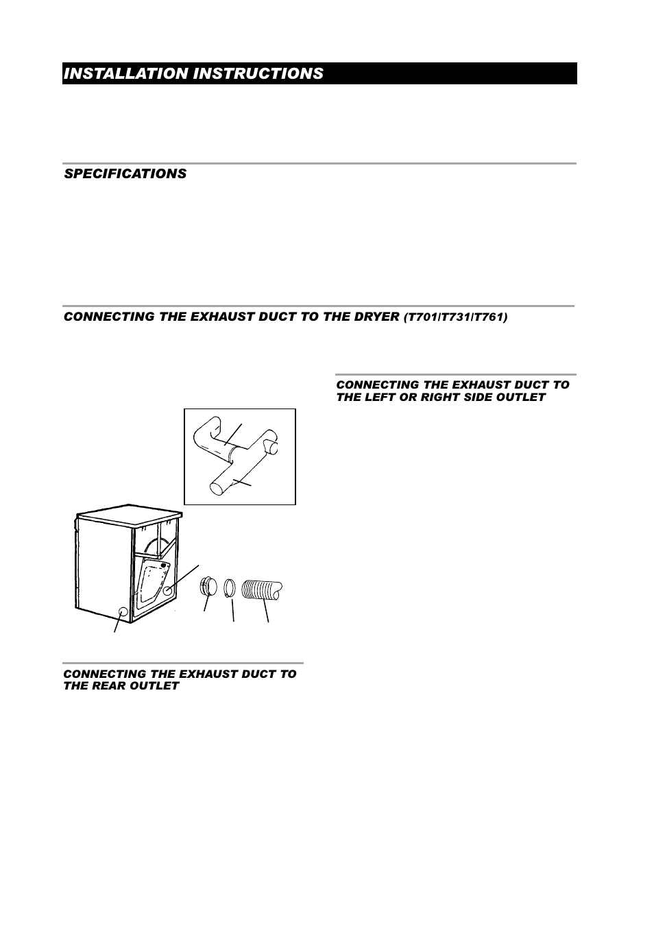 Installation instructions, Specifications | ASKO T761 User Manual | Page 4 / 26