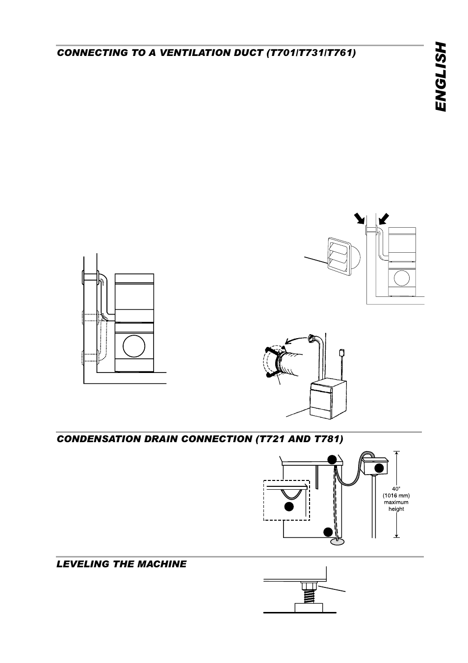 English, Leveling the machine | ASKO T761 User Manual | Page 5 / 26