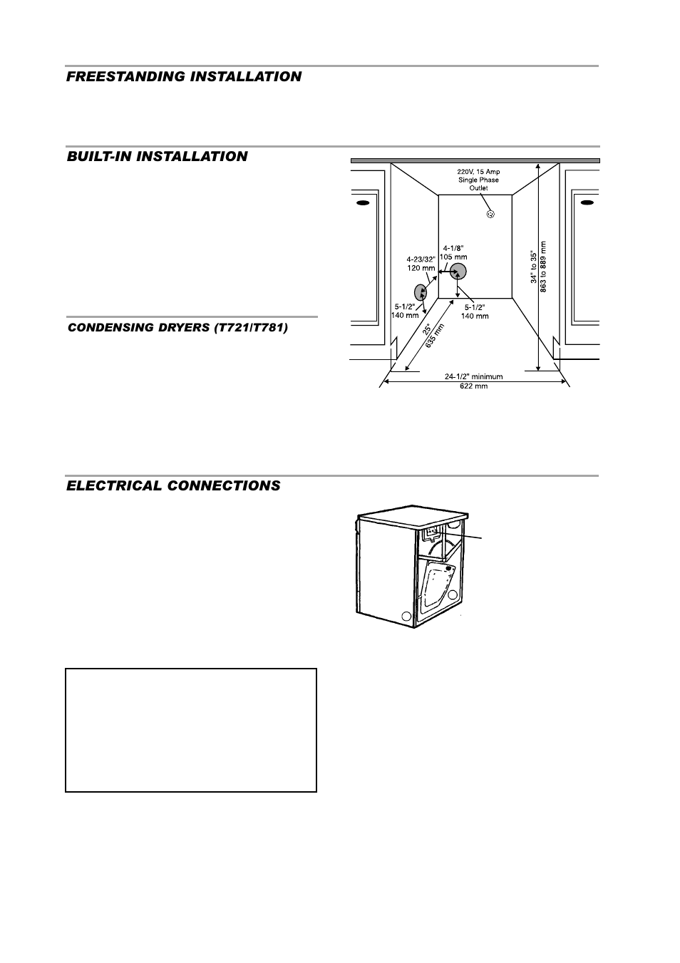 Electrical connections, Freestanding installation, Built-in installation | ASKO T761 User Manual | Page 6 / 26