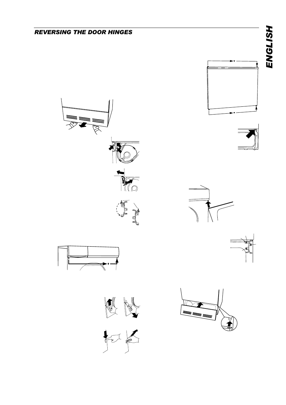 English, Reversing the door hinges | ASKO T761 User Manual | Page 9 / 26