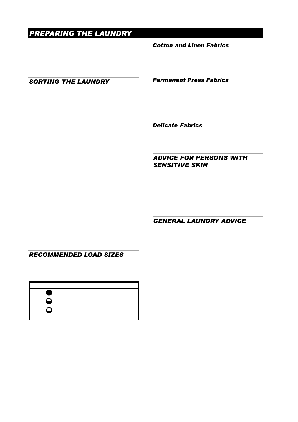 Preparing the laundry | ASKO W6441 User Manual | Page 6 / 27
