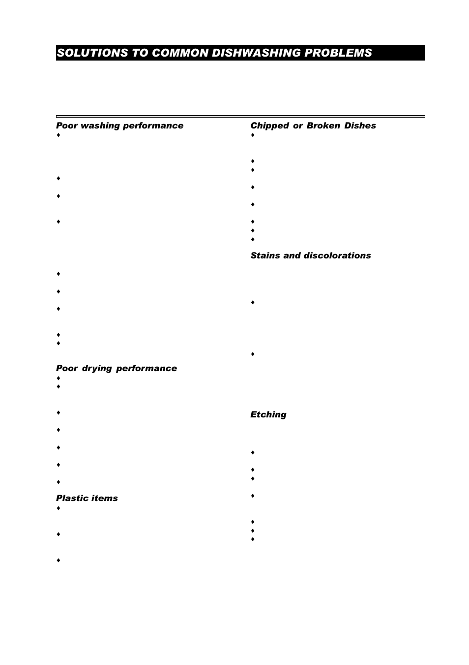 Solutions to common dishwashing problems | ASKO D3450 User Manual | Page 11 / 16